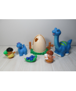 Fisher Price little people Blue Brontosaurus Dinosaur set cavemen egg food - £31.00 GBP