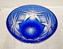 Vintage Cobalt Blue Cut to Clear Crystal Master Salt 2 5/8 W 1 1/8 T Gre... - $446.46 MXN