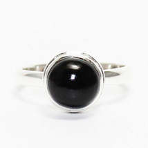 Exclusive Natural Black Tourmaline Gemstone Ring, Birthstone Ring, 925 Sterling - £23.51 GBP