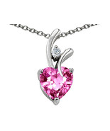 WOMENS BEAUTIFUL 7MM OR 9MM HEART SHAPE PINK SAPPHIRE PENDANT SOLID 14K GOLD - $30.19