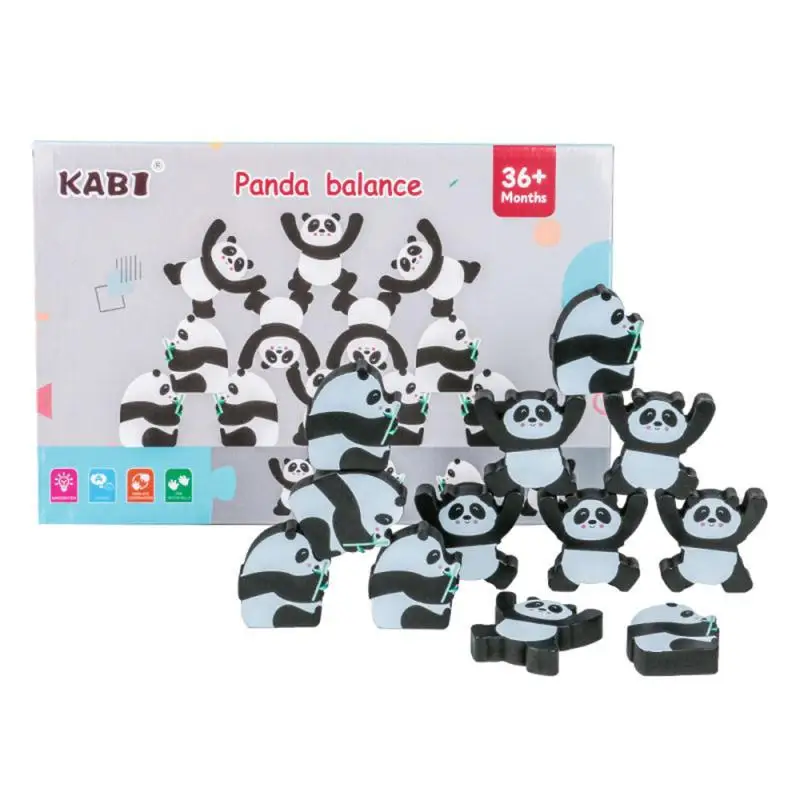 NEW Montessori Wooden Panda Balance Game Toy Kids Early Learning Stack Balancing - £24.52 GBP+