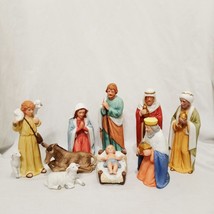 Homco Nativity Set 10 Pc Vintage Complete set Set # 5260 Chipped 7&quot; - £59.87 GBP