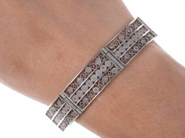 Vintage 800 Silver filigree hinged bangle bracelet - $49.50