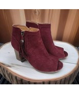 Vanity Womens Booties 8 Peep Toe Zip Tassel Faux Suede Wine Red 3&quot; Heel ... - £9.00 GBP