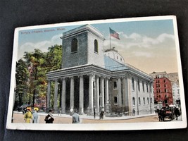 King&#39;s Chapel-Boston, Mass.-Green George Washington 1 Cent-1900s Postcard. RARE. - £36.93 GBP