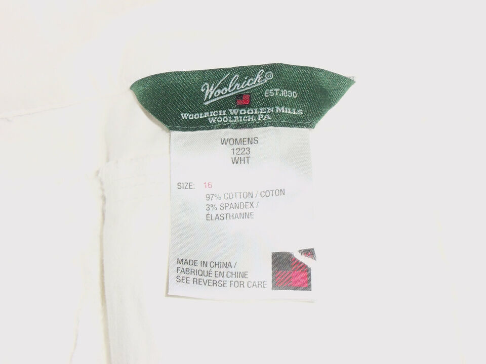 NEW WOMENS WOOLRICH WHITE STRETCH DENIM CAPRIS / CROPPED PANTS  SIZE 16 Item image 3