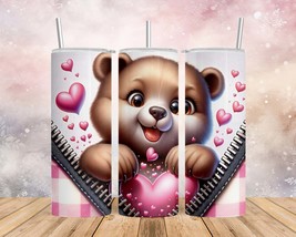 Skinny Tumbler with Straw, 20oz/30oz, Bear, Valentines Day, awd-807 - £28.90 GBP+