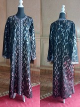 Vintage XXL Black and silver Metallic Brocade Kaftan dress - $300.99
