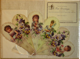 Turn of the Century Fan Greeting Reproduced From an Original 1901 Paper Fan - £8.89 GBP