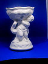 standing ANGEL fugurine holding small dish, white ceramic 5.5&quot; tall (shelf) - £5.62 GBP