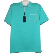 Bugatchi Teal Green Seafoam Gray lining Cotton Men&#39;s T-Shirt Polo Size XL - £72.67 GBP