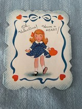 Mini A-Meri-Card Paper Valentines Day Card Early 1900&#39;s Little Girl Vint... - £3.66 GBP