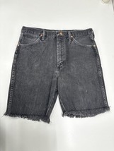 Wrangler Mens Cuttoff Shorts Size 34 Black Denim Vintage Made in USA - $23.06