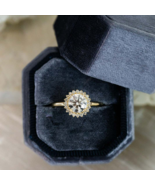 Round Diamond Vintage Style Solitaire Ring 925 Silver Moissanite Engagem... - $357.95 CAD