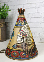Rustic Southwestern Indian Chief Crossed Arrows Teepee Hut Skull Money Bank - $554.45 MXN