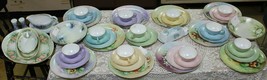 51 Signed V. Lee Hand Painted Plates Cups Bowls Fruit Flowers Pastels Dinner Set - £586.37 GBP