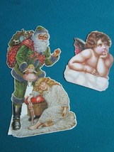 Vintage Die Cut Trading Cards Santa And Angel - £23.60 GBP