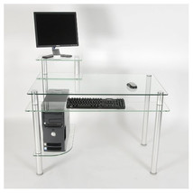 RTA Home and Office Clear Glass and Aluminum Computer Desk - €230,24 EUR