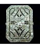 Antique Art Deco Moissanite Engagement Vintage Ring 14K White Gold Plated - £66.26 GBP