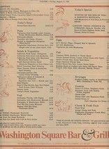 Washington Square Bar &amp; Grill Menu Powell Street San Francisco California 1984 - £53.23 GBP