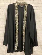 SOUTHERN Lady Black with leopard print trim open front cardigan Jacket LS - £9.23 GBP