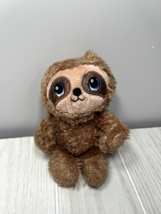 MTY International small plush brown sloth blue glitter sparkle eyes - $6.92