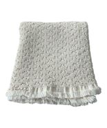 Vela Home Ivory Textured Cotton Throw Blanket – Woven Fringe Edge – Made... - $40.39 CAD