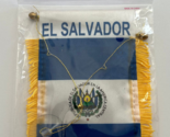 El Salvador MINI BANNER FLAG with BRASS STAFF &amp; SUCTION CUP. - $5.89