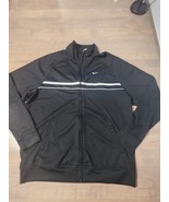 Nike Retro Y2K Black Full Zip White Stripe Swish Logo Track Jacket Men&#39;s XL - $26.60
