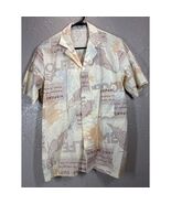 Hom 80s Mexico Gulf Map Print Aloha Style Beige Short Sleeve Shirt Italy... - $32.95