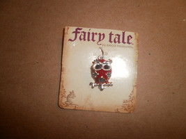 Red &amp; Silver Owl Necklace Pendant / Charm , Fairy Tale - $1.00