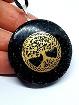 Orgone Tree of Life Necklace Black Tourmaline Pendant EMF Protection Tie Cord - £6.65 GBP
