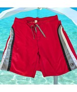 OP Ocean Pacific Swim Trunks Mens Size XL Red White Black Tie String Zip... - $265.47 MXN