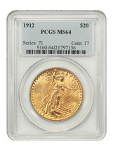 1912 $20 PCGS MS64 - £5,925.57 GBP