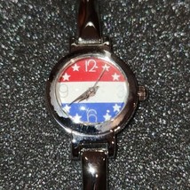 Polini NEW in box Womens patriotic watch, Silver band, (red, white &amp; blu... - $8.71