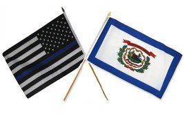 AES 12x18 12&quot;x18&quot; Wholesale Combo USA Police Blue Line &amp; West Virginia State Sti - £8.72 GBP