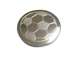 Kiola Designs Silver Toned Etched Round Soccer Ball Pendant Magnet - $19.99