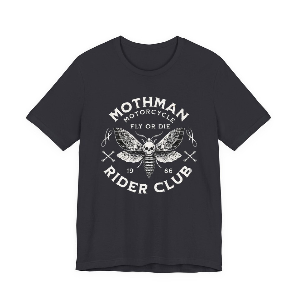 Mothman Shirt, Mothman Motorcycle Shirt, Cryptid Shirt, Goth Shirt Skull Mothman Item image 15