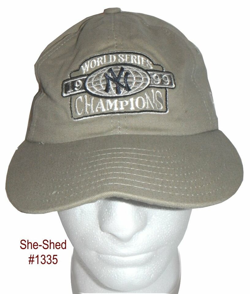 Primary image for NY Yankees Hat World Series Champs Beige Baseball Hat Cap VTG 1999