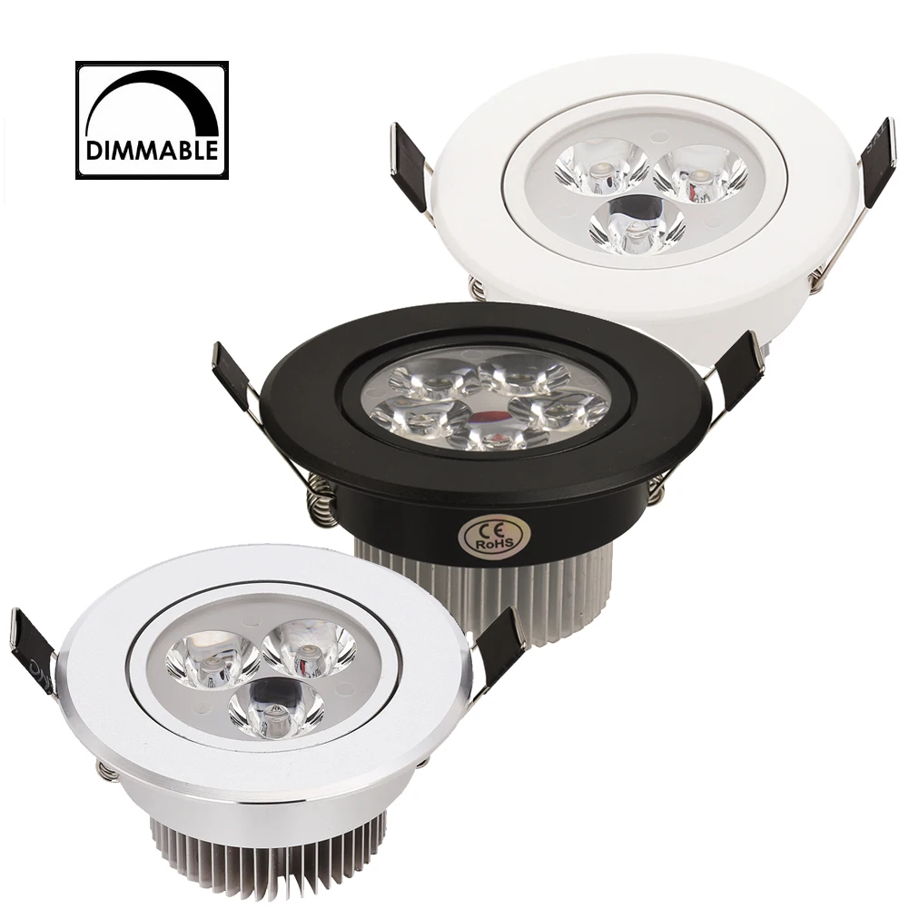 Dimmable LED Downlight 3W 4W 5W Spot LED AC110V 220V Sandy Silver White Black Bo - £126.50 GBP