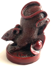 Vintage Dark Red Resin Rat Figurine Chinese Horoscope Rat Chinese Zodiac - $14.03