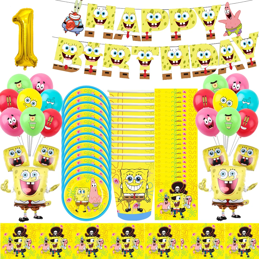 Spongebobed Cartoon Party Supplies Anime Figures Children&#39;s Birthday Par - £14.32 GBP+