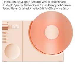 Throwback Spin Tune Wireless Speaker Bluetooth Clock Turn Table Pink - $39.48