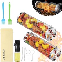 Rolling Grilling Baskets For Outdoor Grilling Set Of 2, Stainless Steel ... - $35.92