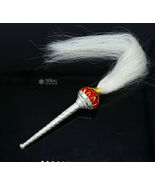 925 sterling silver  chanwar chaur original yalk cow hair pooja article su1185 - $121.76