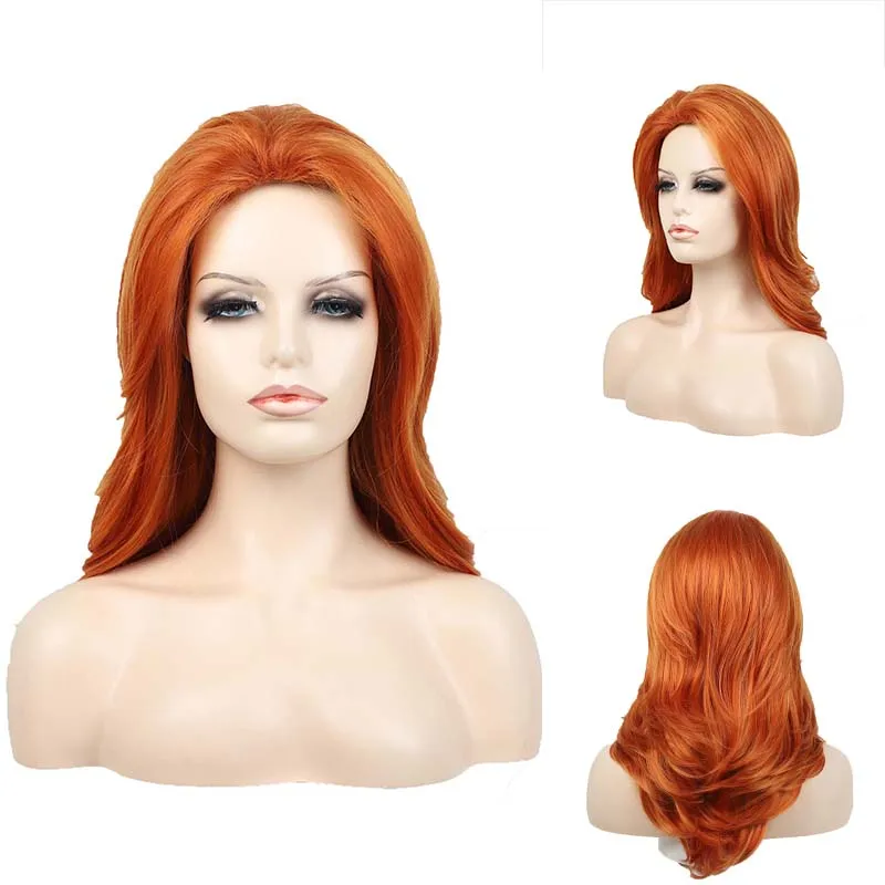 Synthetic Orange Wig for Woman Long Body Wave Hair Cosplay Lolita Party Natur - £19.54 GBP