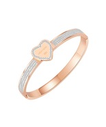 Cubic Zirconia &amp; 18K Rose Gold-Plated Halo Heart Bangle - £15.79 GBP