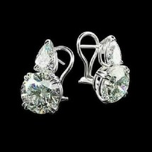 14K White Gold Plated Silver 4Ct Pear Simulated Diamond Solitaire Stud Earrings - £79.11 GBP