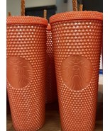 STARBUCKS GLOSSY ORANGE STUDDED TUMBLER FALL 2022 24 OZ COLD CUP - £21.30 GBP