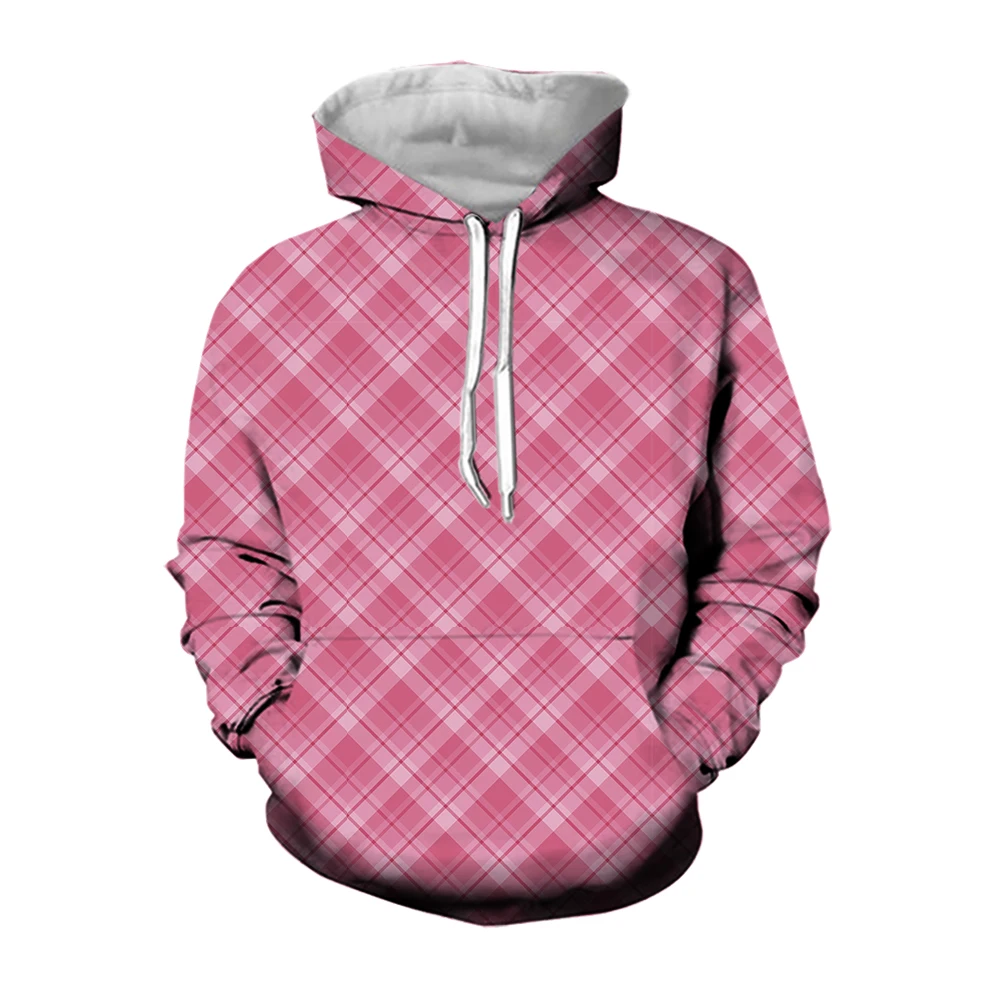 Jumeast 3d Printed Pink Plaid Hoodies Overfit Korean Fashion Hooded s Flipper Ze - £167.61 GBP